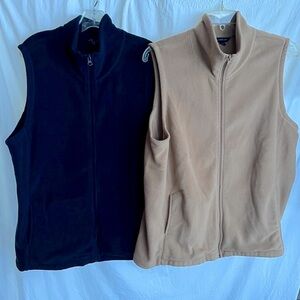 SET of 2 VTG Lands End Fleece Vests Plus Size 1X Sold As a Set